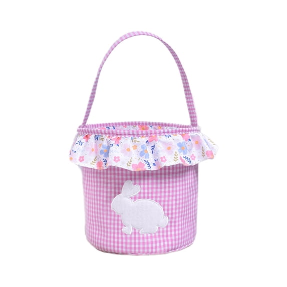 Hiroekza Easter Basket, Easter Bunny Basket, Personalized Easter Baskets for Girls Boys - Colorful Stripes Basket with Easter Egg,Easter Decor