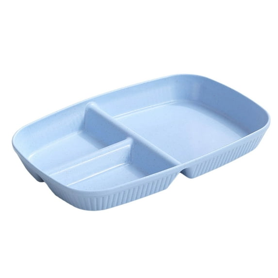 Hiroekza Eco-Friendly Lunch Trays Dinner Plates 3-Compartments Bento Lunch Tray - Lightweight, Stackable & Leak-Proof Blue