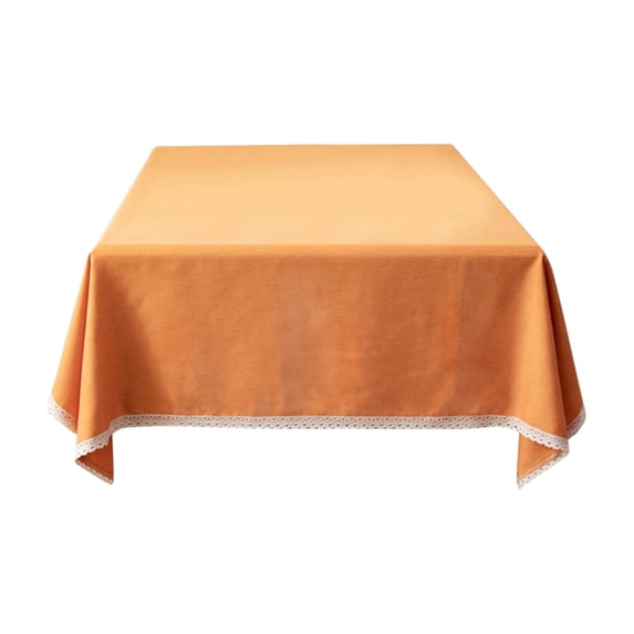 Hiroekza Elegant Cotton Linen Tablecloth 72x55" Rectangle - Wrinkle & Shrink Resistant, Washable Table Cloths for Indoor & Outdoor Dining Decor - Farmhouse Home Kitchen Coffee Table Cover Orange