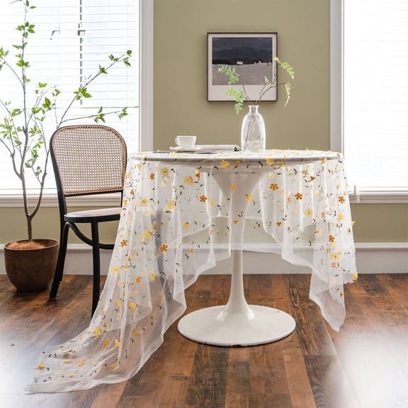 Hiroekza Elegant Lace Tablecloth 39x59" Rectangle - Washable Cheese Cloth Table Cover for Dining/Wedding/Party - Cheesecloth Coffee Tabel Cloth for Home Kitchen Decor