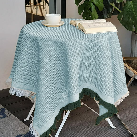 Hiroekza Fabric Tablecloth 35x59" Rectangle - Burlap Rustic Table Cloth for Home Kitchen Dining Table Decor - Lightweight Coffee Table Cover for Beach, Camping, Outdoor & Indoor Use Green