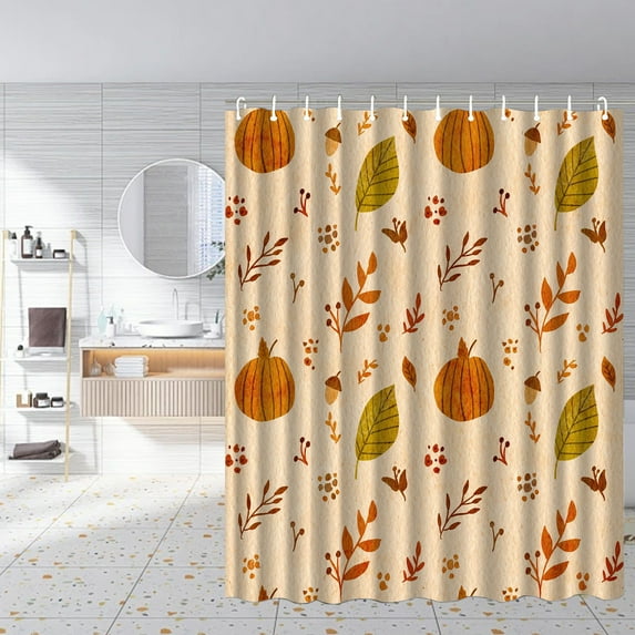 Hiroekza Fall Decor Bathroom Curtain Polyester Waterproofs Shower Curtain Printed Shower Curtain Autumnes Harvests Thanksgiving Pumpkin Bathroom Fall Decorations for Home