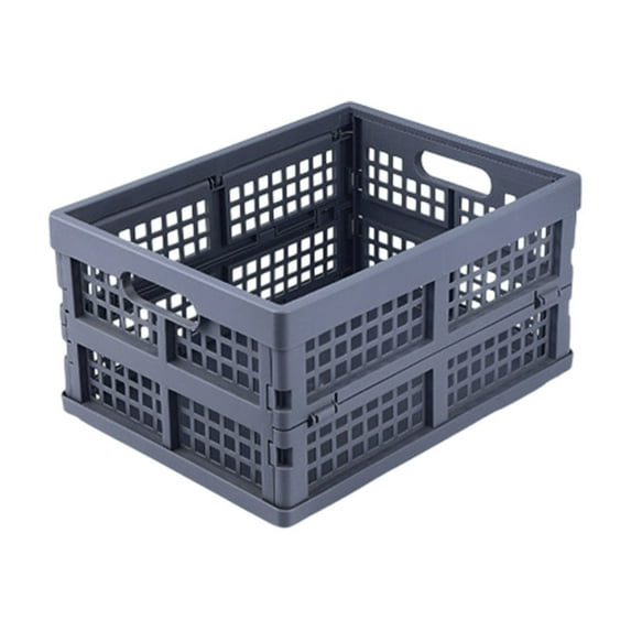 Hiroekza Foldable Plastic Small Baskets Collapsible Storage Crate for Home Bedroom Office Classroom Drawer Organizers - 14 x 10 x 7 - Ventilated Mesh Design, Durable Material, Space-Saving Gray