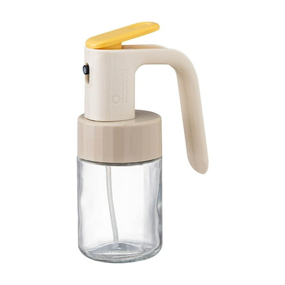 Hiroekza Glass Oil Spray Bottle with Stainless Steel Pump - Leak-proof, Fine Mist for Cooking & Dressing Beige