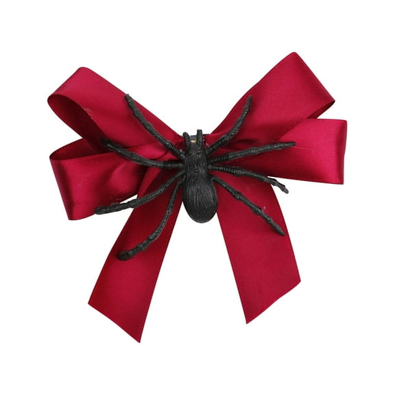 Hiroekza Halloween Hair Bows Spider Bow Hair Clip - Long Hair Ribbon Bow Halloween Hair Accessories for Women Girls Halloween Party Decoration Red