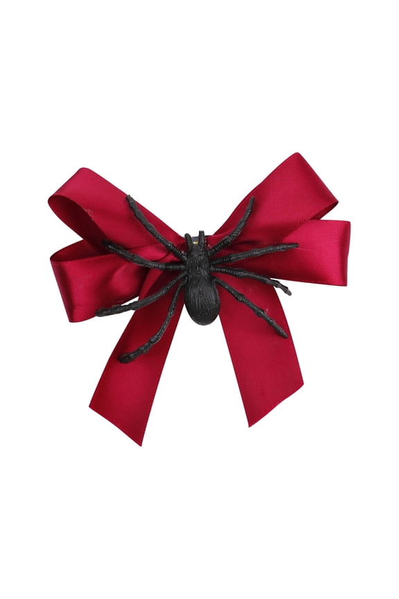 Halloween Hair Bows Spider Bow Hair Clip - Long Hair Ribbon Bow Halloween Hair Accessories for Women Girls Halloween Party Decoration Red
