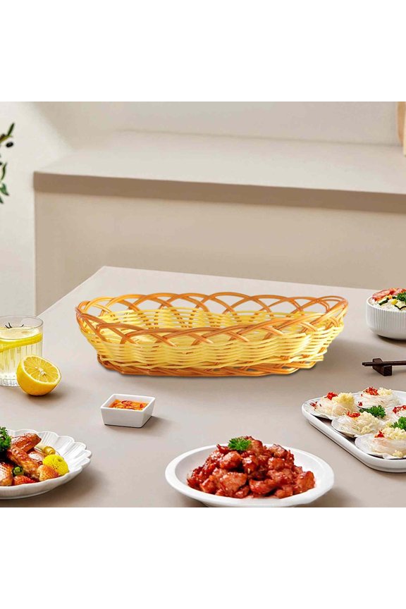 Kitchen Gadgets Imitation Rattan Fruit Snack Basket Woven Basket Popcorn Basket French Fries Fruit Basket Kitchen Utensils