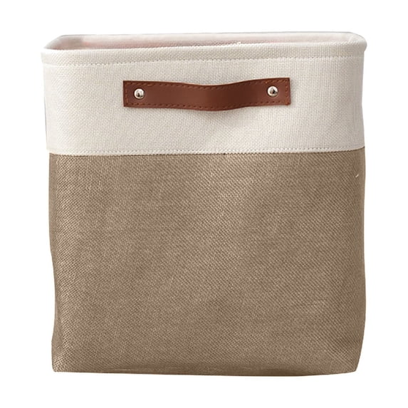 Hiroekza Large Capacity Linen Fabric Storage Box Bedroom Clothes Books Toys Organizer Decorative Storage Bins with Handles 11x11x11in Khaki