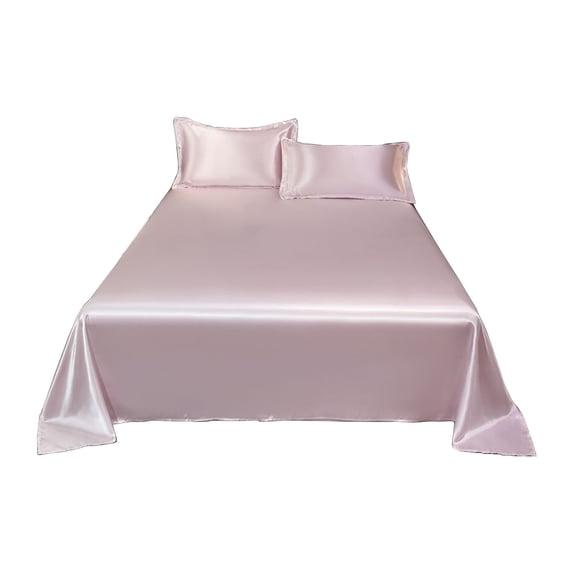 Hiroekza Luxurious Soft Ice Silk Quuen Size Bed Sheet & Pillowcase 3-Piece Set - Breathable, Cool, All-Season Comfort - Machine Washable Red