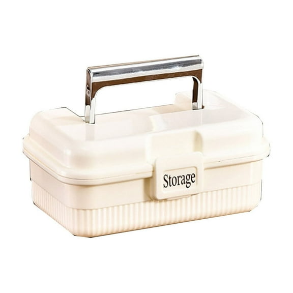 Hiroekza Medicine Organizer Portable Medicine Cabinet with Handle Large Capacity Multi-layer Plastic Storage Box for Home Travel Emergency First Aid Kit 7.1x4.5x2.9in White
