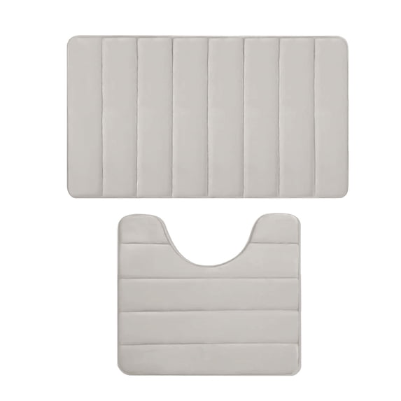 Hiroekza Memory Foam Bath Mat Set Bathroom Rugs Sets 2 Piece Toilet Mats Soft Comfortable Water Absorption Non-Slip Thick Machine Washable Easier To Dry Bathroom Rugs Clearance