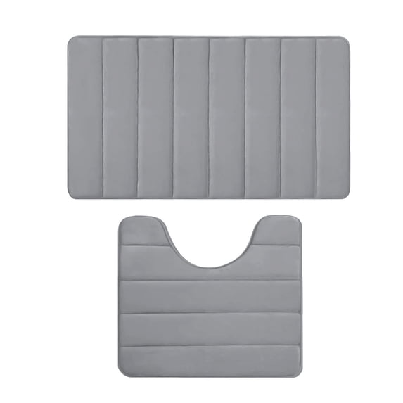 Hiroekza Memory Foam Bath Mat Set Bathroom Rugs Sets 2 Piece Toilet Mats Soft Comfortable Water Absorption Non-Slip Thick Machine Washable Easier To Dry Bathroom Rugs Clearance