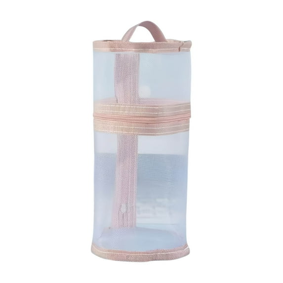 Hiroekza Standing Pen Pouch Bag, Pencil Bag Pen Holder Stationery Case, Mesh Clear Stand-up Pencil Pouch Bag Stationery Box Organizer for Students Professionals Pink