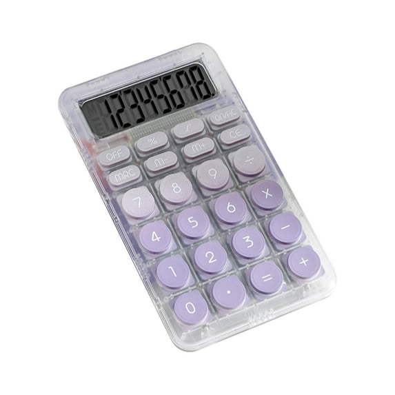 Hiroekza Mini 8-Digit Cute Basic Calculator - Clear LCD Display, Pocket-Size for Home, School & Office Use Purple