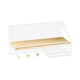 thumbnail image 1 of Hiroekza No Drill Key and Mail Holder Rack Wall Mounted Metal Storage Rack Multi-Layer Partition Dormitory Bedside Kitchen Entryway Decor White, 1 of 6