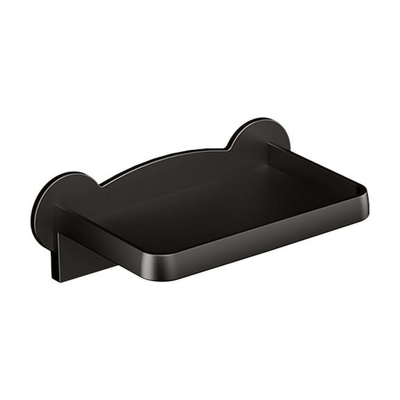 Hiroekza No-Drill Wall-Mounted Tissue Paper Shelf for Bathroom Toilet Paper & Phone Holder Floating Shelf for Bathroom - Stylish, Durable Plastic Storage Rack Black