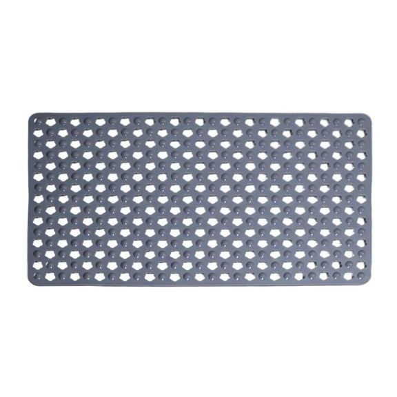 Hiroekza Non Slip Shower Mat 28X15in Bath Mat For Tub Shower With Suction Cups Drains Holes Easy Dry Safe Comfortable Gray