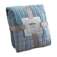 thumbnail image 1 of Hiroekza Plaid Solid Color Flannel Throw Blanket 150x100cm - Soft Warm Anti-pilling Polyester, All-Season Comfort for Couch, Bed, Car Blue, 1 of 7