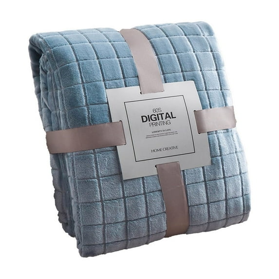 Hiroekza Plaid Solid Color Flannel Throw Blanket 150x100cm - Soft Warm Anti-pilling Polyester, All-Season Comfort for Couch, Bed, Car Blue