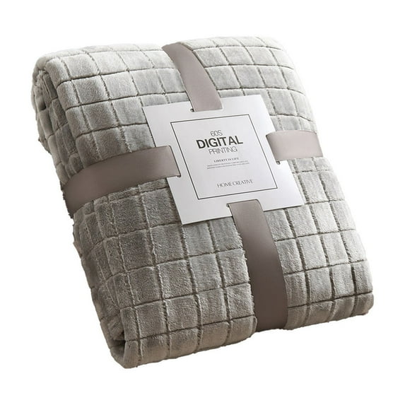Hiroekza Plaid Solid Color Flannel Throw Blanket 150x100cm - Soft Warm Anti-pilling Polyester, All-Season Comfort for Couch, Bed, Car Gray