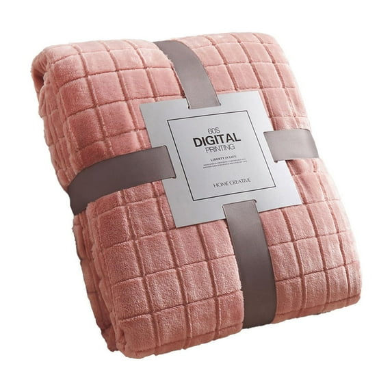Hiroekza Plaid Solid Color Flannel Throw Blanket 150x100cm - Soft Warm Anti-pilling Polyester, All-Season Comfort for Couch, Bed, Car Pink