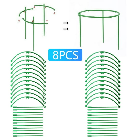 Hiroekza Plant Support Cages For Climbing Plants Flowering Tomato Cage With Standing Stakes And Stabilizing Support Ring Pack Of 8