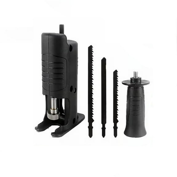 Hiroekza Portable Jigsaw, Cordless Electric Jig Saw Tool Kit - Electric Drill Reciprocating Saw Adapter - Electric Jig Saw for Wood and Metal Cutting Black