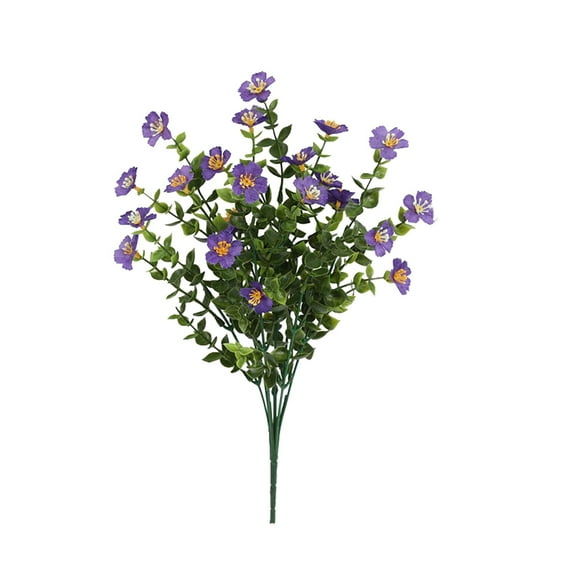Hiroekza Primrose & Eucalyptus Leaves Artificial Wedding Handheld Flower Bundle - 36x25cm Realistic Silk Fake Flowers for Home Decor, Gardren, Weddings Outdoor Plants Purple
