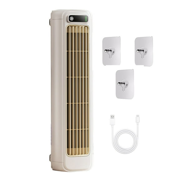 Hiroekza Quiet Tower Fan - Portable, Rechargeable & Adjustable for Home, Office, or Kitchen | 3-Speed Silent Cooling with 2000mAh Battery White