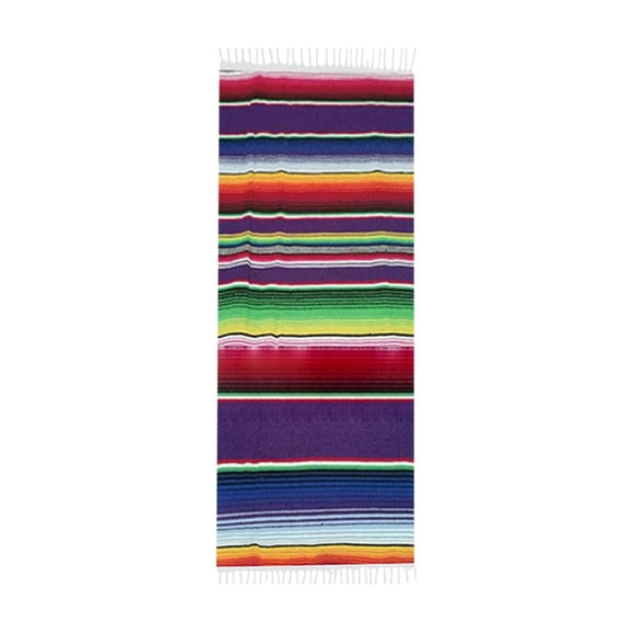 Hiroekza Rainbow Striped Cotton Woven Table Runner 108x14 Inch - Table Runners for Camping & Picnic Mat for Home, Kitchen Decor, Indoor Outdoor Use Purple