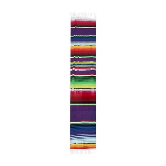 Hiroekza Rainbow Striped Cotton Woven Table Runner 85x5 Inch - Table Runners for Camping & Picnic Mat for Home, Kitchen Decor, Indoor Outdoor Use Purple