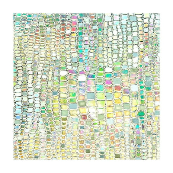 Hiroekza Rainbow Window Privacy Film Decorative Window Sticker 45 x 200 cm / 18 x 79 Inch 3D Static Stained Glass Cling Tint for Home Heat Insulationl Non-Adhesive