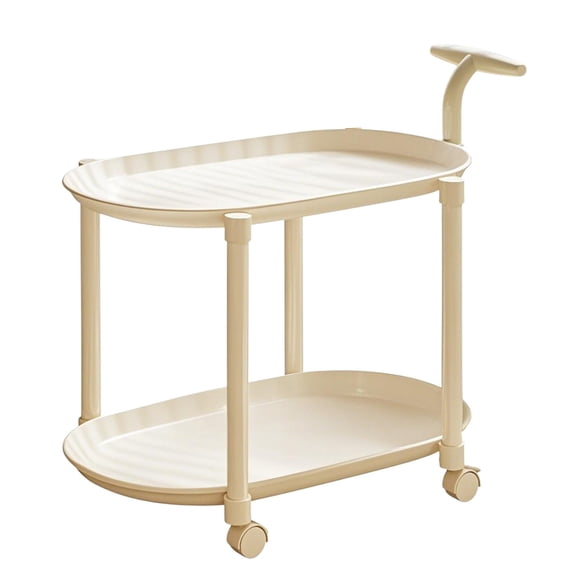 Hiroekza Rolling Side Table wth Wheels Cream Mobile End Table-Bedroom Nightstand Living Room Table Portable Nesting Table for Small Spaces Utility Cart Kitchen Cart Storage Cart