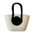 thumbnail image 1 of Hiroekza Rope Woven Tote Bag for Women Large Capacity Handbag Versatile Shoulder Bag Casual Beach Bag 12.6x7.9x3.9in White&Black, 1 of 6