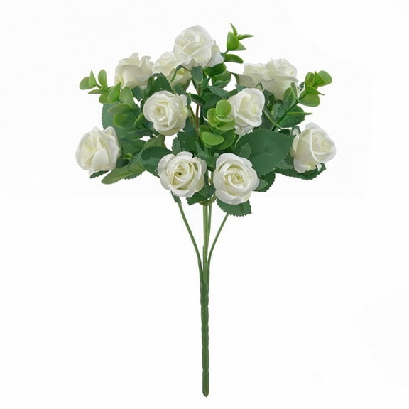 Hiroekza Rose Artificial Flower Faux Flowers Artificial Plant Outdoor UV Resistant No Fade Real Looking for Living Room Dining Decor Wedding Festival Event Home Decor White