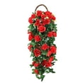 thumbnail image 1 of Hiroekza Rose Artificial Hanging Flowers Garland - Faux Rose Bouquets Faux Hanging Flowers with Rattan for Front Porch Ceremony Wedding Arch Home Garden Outdoor Decor Red, 1 of 6