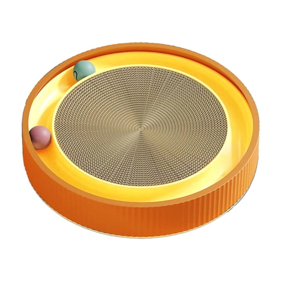 Hiroekza Round Cat Scratcher Cardboard Toy with Ball 20x20in Cat Post Eco-Friendly, Durable, Replaceable Scratch Pad & Interactive 360° Carousel Cat Toy Cat Scratchers for Indoor Cats Orange