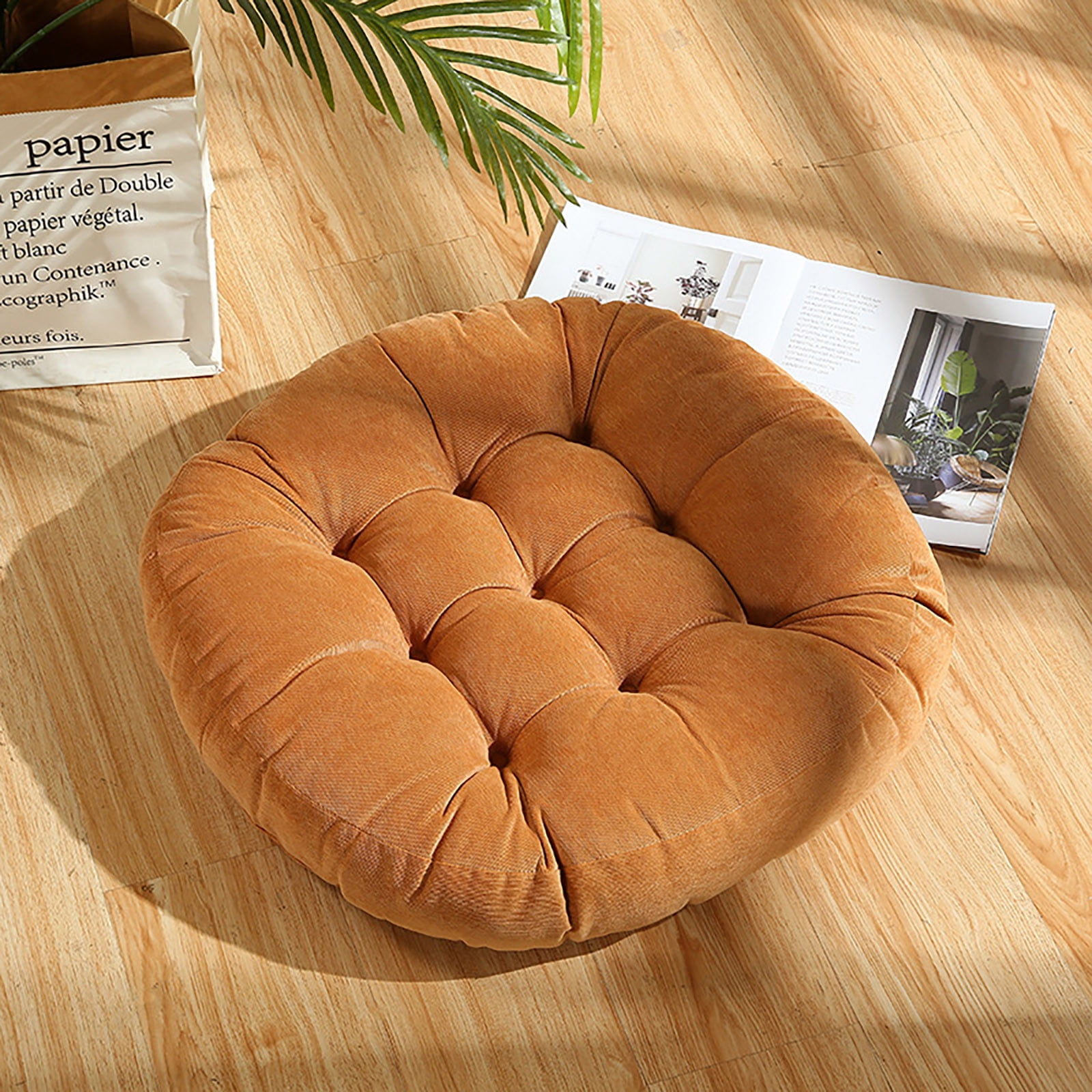 Hiroekza Round Outdoor Chair Cushions Corduroy Mat Plush Thicken