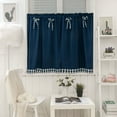 thumbnail image 1 of Hiroekza Short Curtains Kitchen Curtains Bowknot Checkered Border Polyester Light Control Easy Installation Versatile Use 29 x 24 Inch Navy, 1 of 6