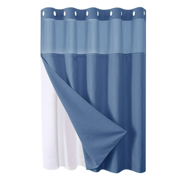 Hiroekza Shower Curtain Liner Heavy Duty Polyester Fabric Reversible Antimicrobial Mold Resistant Waterproof Washable for Bathrooms Dorms Hotels 53.8x79.8in Blue