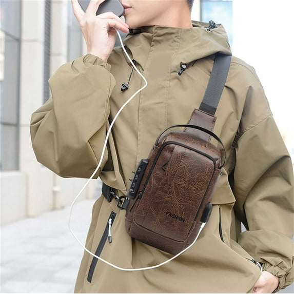 Hiroekza Small Backpack Motorcycle Bag Men's Backpack Lightweight USB Interface Password Lock -theft Chest Bag Multifunctional Shoulder Crossbody Bag Crossbody Bag for women