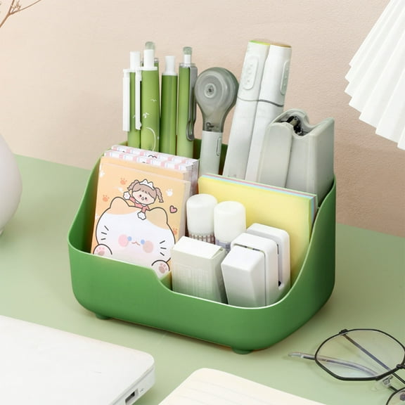 Hiroekza Small Cosmetic Makeup Organizer Desk Makeup Caddy Storage Organizer - Storage Holder for Cosmetics, Pen, Pencil for Office & Bathroom Storage Green