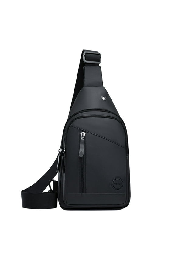 Small Sling Bag Crossbody Bag for Men & Women with Headphone Hole - Black, 30×18×5cm, Large Capacity for Hiking, Travel, Camping, Outdoor, Business Trip