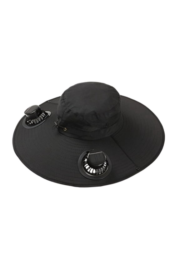 Solar-Powered Fisherman Hat with USB Fan - Ultimate Summer Sun Protection & Cooling Gear for Men Black