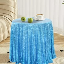 Hiroekza Sparkling Tablecloth 47" Round - Waterproof Dining Table Cloth for Wedding & Party - Coffee Table Cover for Banquet Buffet Sky Blue