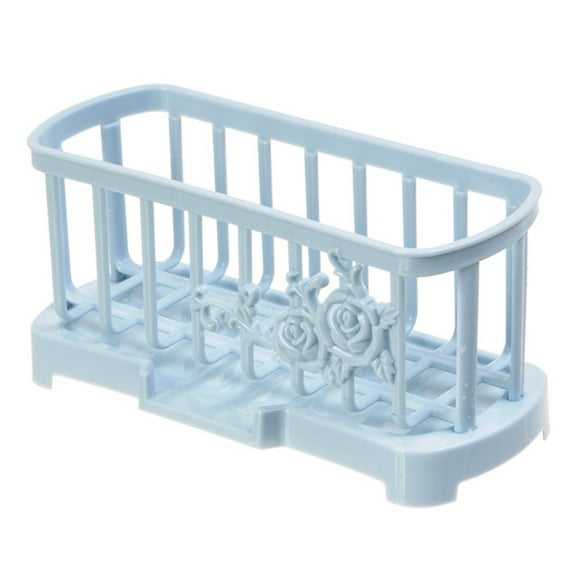 Hiroekza Sponge Holder Kitchen Sink Stand Rack with Drain Holes - Quick-Dry Sponge Caddy Organizer for Kitchen & Bathroom Sinks Blue