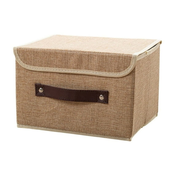 Hiroekza Storage Box with Lid Storage Bin with Handle Drawer Organizer - Non-Woven Fabric, Collapsible, Space-Saving for Clothes, Underwear, Accessories 14.9x9.8x9.8in Yellow