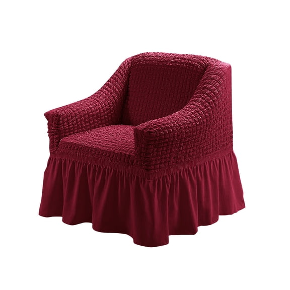 Hiroekza Stretch Seersucker Wingback Sofa Cushion Chair Slipcover - Universal Fit, Washable, with Skirt - Protects from Stains & Scratches Red