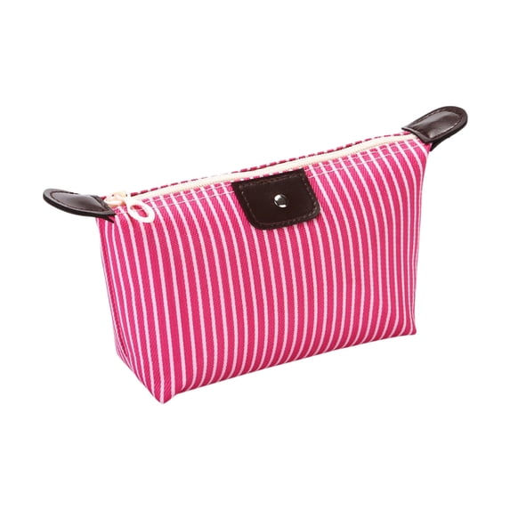 Hiroekza Stylish Foldable Dumpling Toiletry Bag - Compact Travel Cosmetic Organizer with Multiple Pockets Hot Pink