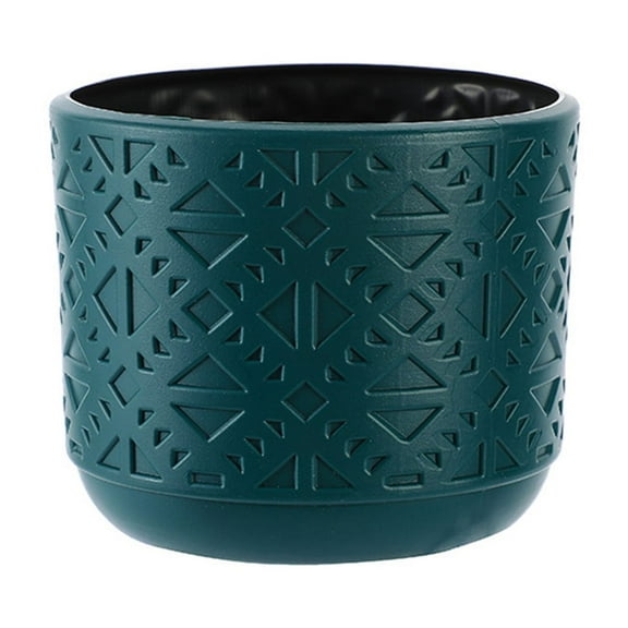 Hiroekza Succulent Planter Pots Plastic Imitation Glazed Vase for Home Office Decor, 3.94 x 3.35 x 3.15 inches, Modern Decorative Flower Pot for Indoor Plants and Dried Flowers Navy